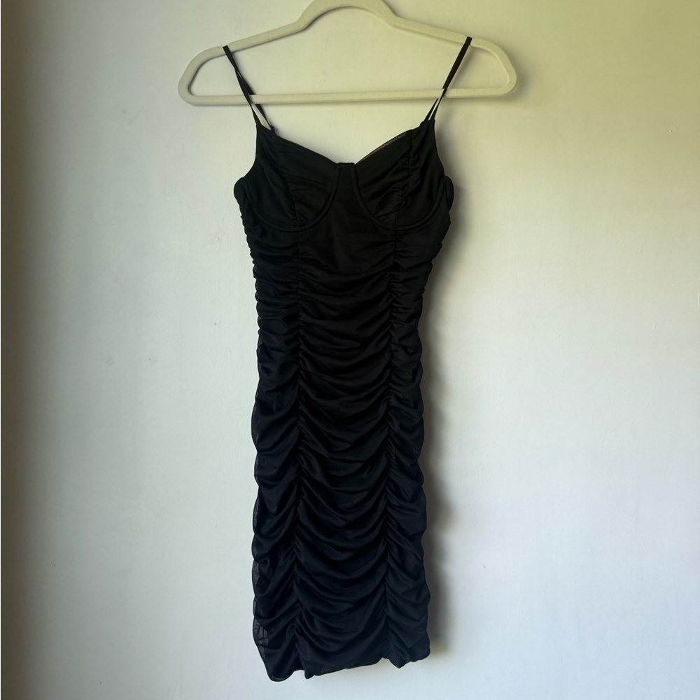 Just Polly Black Underwire Ruched Dress S